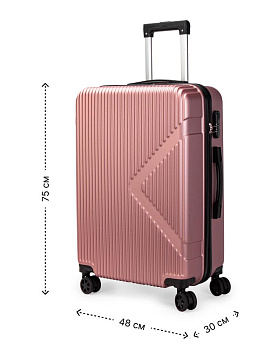 Чемодан на колесах L (48х30х75см) геометрия розовое золото ABS 000000000001226519