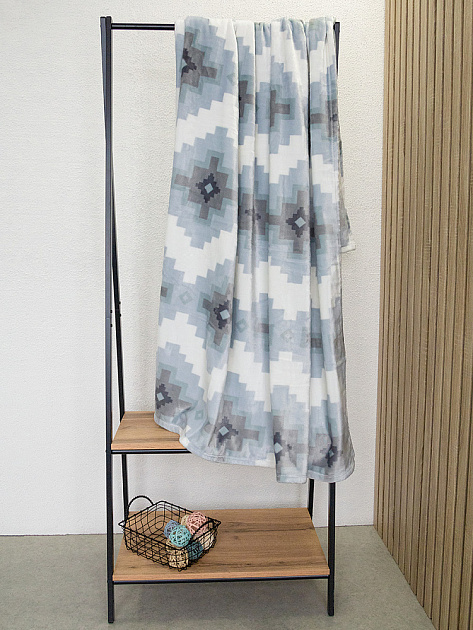 Плед 150x200см DE'NASTIA Полярис белый/серый полиэстер 000000000001229895