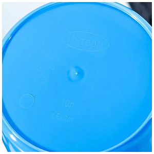 Ведро мерное с крышкой 10л ИНТЕРМ утолщенная стенка синий пластик 000000000001221229