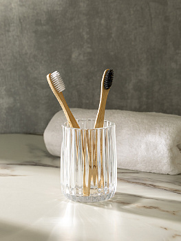 Стакан для зубных щеток 8x8x10см 230мл DE'NASTIA Граненое стекло прозрачный стекло 000000000001218912