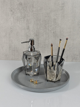 Диспенсер для жидкого мыла 9,5x17,5см DE'NASTIA CRYSTAL серый акрил/пластик 000000000001228364