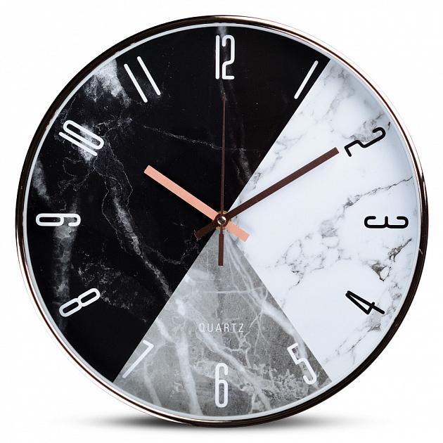 Часы настенные D30см Marbre круглые пластик/стекло 000000000001209235