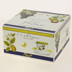 Чайная пара Стейчкол костяной фарфор 480мл, Дыхание Прованса Виноград ,КРС-755 000000000001193669