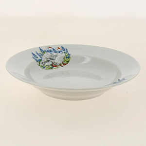 Тарелка фарфор суповая  200 мм супадкий край Гуси,094412 000000000001193467