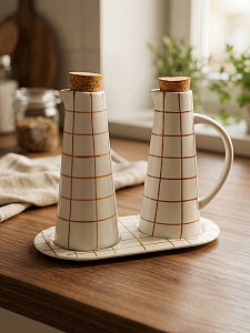 Набор соусников 2шт с подставкой 230мл DE'NASTIA lattice коричневый керамика 000000000001231356