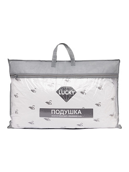 Подушка 48x70см LUCKY белый с серой атласной вставкой искусственный Лебяжий пух полиэстер 000000000001210040