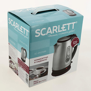 Чайник электрический 1,7л SCARLETT SC-EK21S89 мощность 2200Вт Safe Work бордовый нержавеющая сталь 000000000001201395