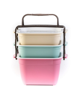 Ланчбокс "CIMELAX JUMBO COOK MINI" из 3-х контейнеров с крышками: 450мл х 2шт. и 750мл 000000000001169637