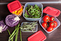 Набор контейнеров для продуктов Plast Team POLAR, квадратных, 4 шт. (0,46л), коралловый, 115х115х100 (PT1092) 000000000001201527