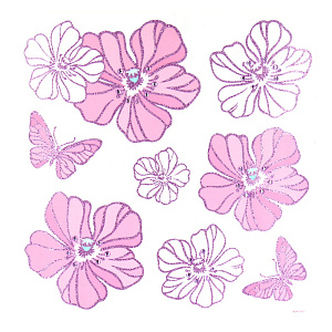 Стикеры со стразами Цветы Room Decoration, розовый 000000000001127359