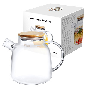 Чайник заварочный 1,2л ND PLAY с бамбуковой крышкой стекло 000000000001212258