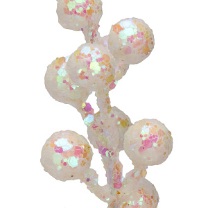 Ветка с ягодами для  декора 20 см белый перламутр 000000000001225524