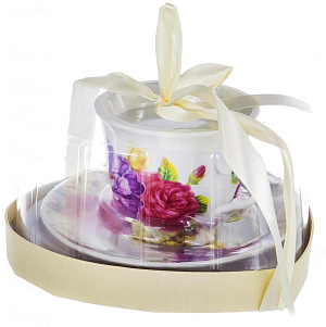 Пара чайная 220мл/блюдце OLAFF Корзина цветами Флора подарочная упаковка фарфор 000000000001197810