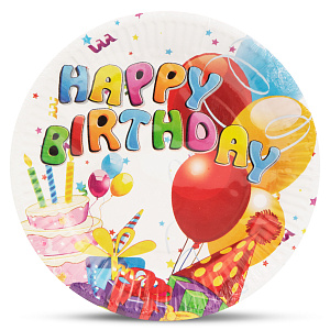 Набор тарелок одноразовых 10шт 17см День Рождения бумага 000000000001210152