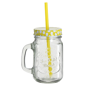 Кружка-банка с соломкой Koopman, 400мл 000000000001153007