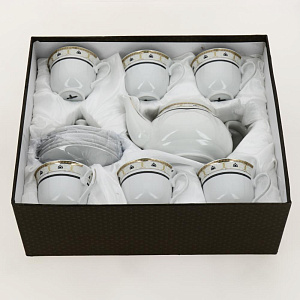 Набор чайный фарфор 13шт (6 чашек 220мл + 6 блюдец + чайник) подарочная упаковка Аврора Дана Guterwahl 113-19019 000000000001200582