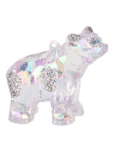 Декоративное украшение Мишка на елку 8,5см с блестками пластик 000000000001228117