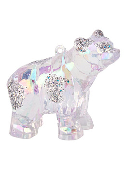 Декоративное украшение Мишка на елку 8,5см с блестками пластик 000000000001228117