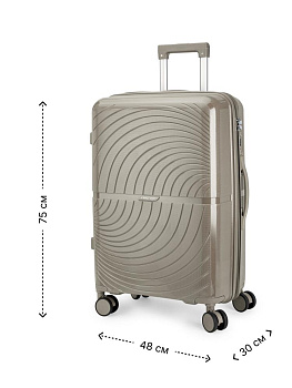 Чемодан на колесах L абстракция бежевый PP 000000000001226563