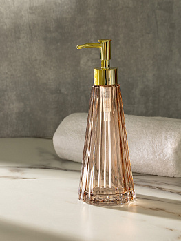 Диспенсер для жидкого мыла DE'NASTIA Граненое стекло коричневый/золотой стекло 000000000001218919