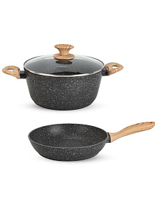 Набор посуды для приготовление 3 предмета (сковорода 24см/кастрюля 6л/крышка 24см) серый алюминий 000000000001229788