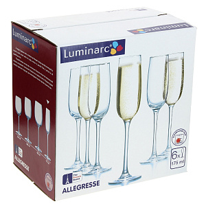 АЛЛЕГРЕС Набор фужеров для шампанского 6шт 175мл LUMINARC стекло 000000000001116202
