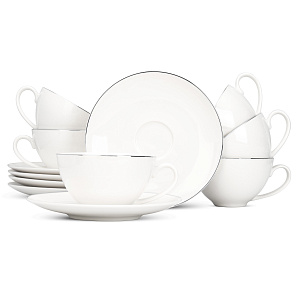 Набор чайный 12 предметов Классик с серебром фарфор 000000000001219691