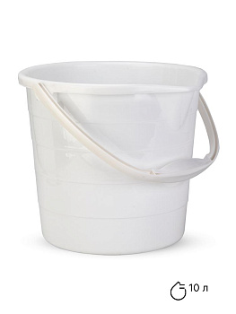 Ведро 10л без крышки со сливным носиком белый полиэтилен 000000000001227331