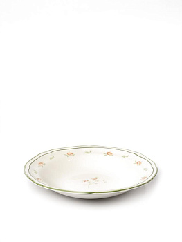 Тарелка суповая 22см 450мл DE'NASTIA Provence цветочный принт зеленая кайма фарфор 000000000001231311