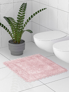 Коврик для туалета 50x50см DE'NASTIA кружево розовый хлопок 100% 000000000001181268