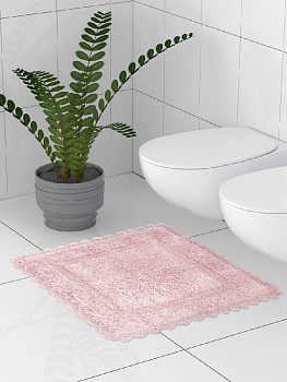 Коврик для туалета 50x50см DE'NASTIA кружево розовый хлопок 100% 000000000001181268