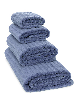 Полотенце махровое 100x150см DE'NASTIA Узкая Волна 500гр синий хлопок 000000000001211691