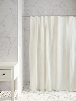 Шторка для ванной 180x200см DE'NASTIA mat stripe белый ПЕВА 000000000001226767