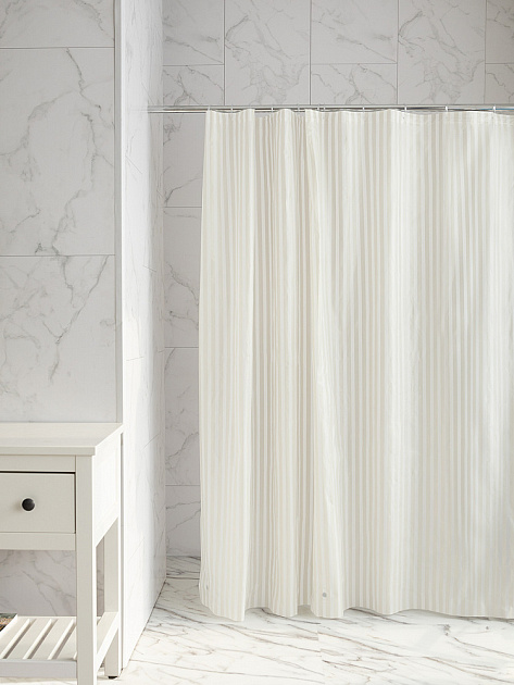 Шторка для ванной 180x200см DE'NASTIA mat stripe белый ПЕВА 000000000001226767