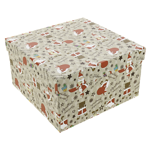 Коробка подарочная 23x23x13см РУТАУПАК Веселый Санта квадратная 000000000001208360