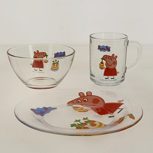 Набор детской посуды 3 предмета (салатник/кружка/тарелка) КОРАЛЛ Свинка Пеппа 000000000001161958