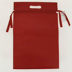 Мешочек Красный М из нетканого материала плотностью 70г/м2 с полиэстровой лентой  для упаковки сувенирной продукции 0,2х30х45см 81728 000000000001201873