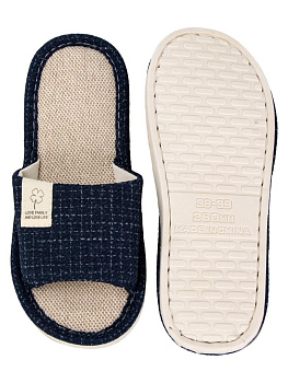 Тапочки домашние 38-39 женские открытые текстильные синий полиэстер/ПВХ 000000000001228894