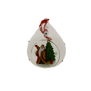 Новогоднее подвесное украшение Дед мороз и ёлка из стекла и полирезины / 8x7x11 см арт.78369 000000000001191394