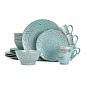 Набор столовой посуды 16 предметов LUCKY ажур бирюза керамика