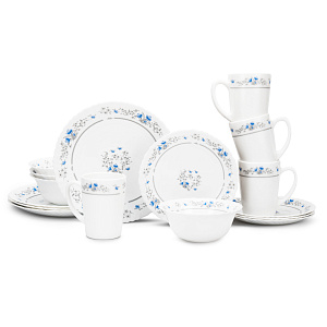 Набор столовой посуды 16 предметов FARFORELLE Голубой цветок стеклокерамика 000000000001214368
