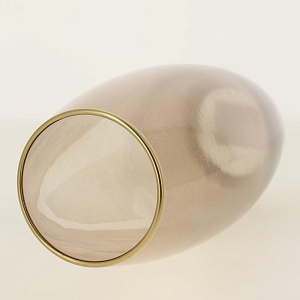 Ваза стеклянная бочка высотой 26 см, Тонировка Кофе металлик, золотой ободок.7736/250/rt010 000000000001191045