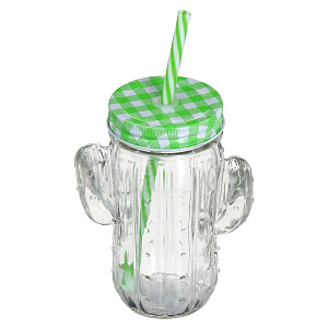 Кружка-банка 400мл Кактус стекло 000000000001170138