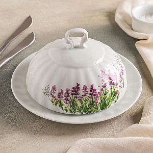 Масленка 500мл ДФЗ Лаванда белый фарфор 000000000001210826