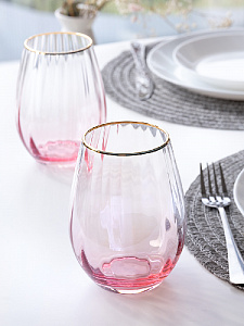 Набор стаканов 2шт 550мл LUCKY розовый стекло 000000000001208028