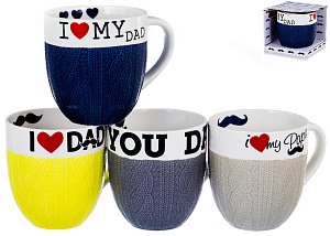 Кружка фарфор 500мл микс 4 декора подарочная упаковка ПАПА Balsford 137-09003 000000000001193959