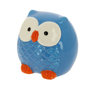 Декоративная копилка Совушка синяя из керамики / 10х8см арт.76555 000000000001195736