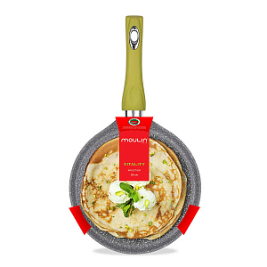 Сковорода блинная из кованного алюминия с антипригарным покрытием,  бакелитовая ручка Soft-touch 24 cv Vitality Moulin Villa VPT-24- 000000000001181532