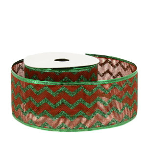 Украшение новогоднее Декоративная лента 6,3смх9м Волна полиэстер 000000000001208636