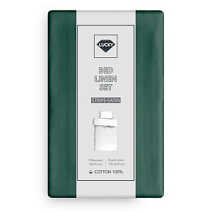 Комплект постельного белья 1,5сп 50х70см-2шт LUCKY изумрудно-зеленый страйп-сатин хлопок 000000000001218149